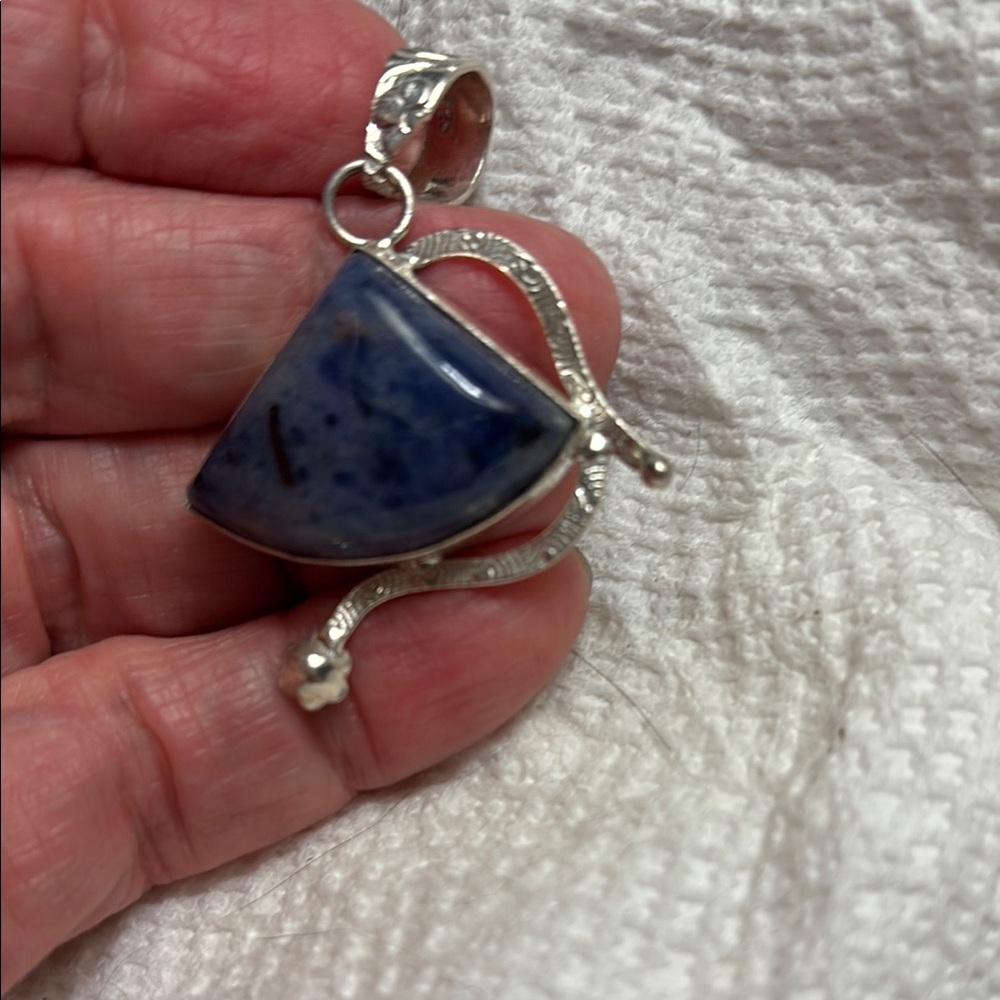 925 Sodalite Pendant Handmade Sterling Silver - Picture 1 of 6